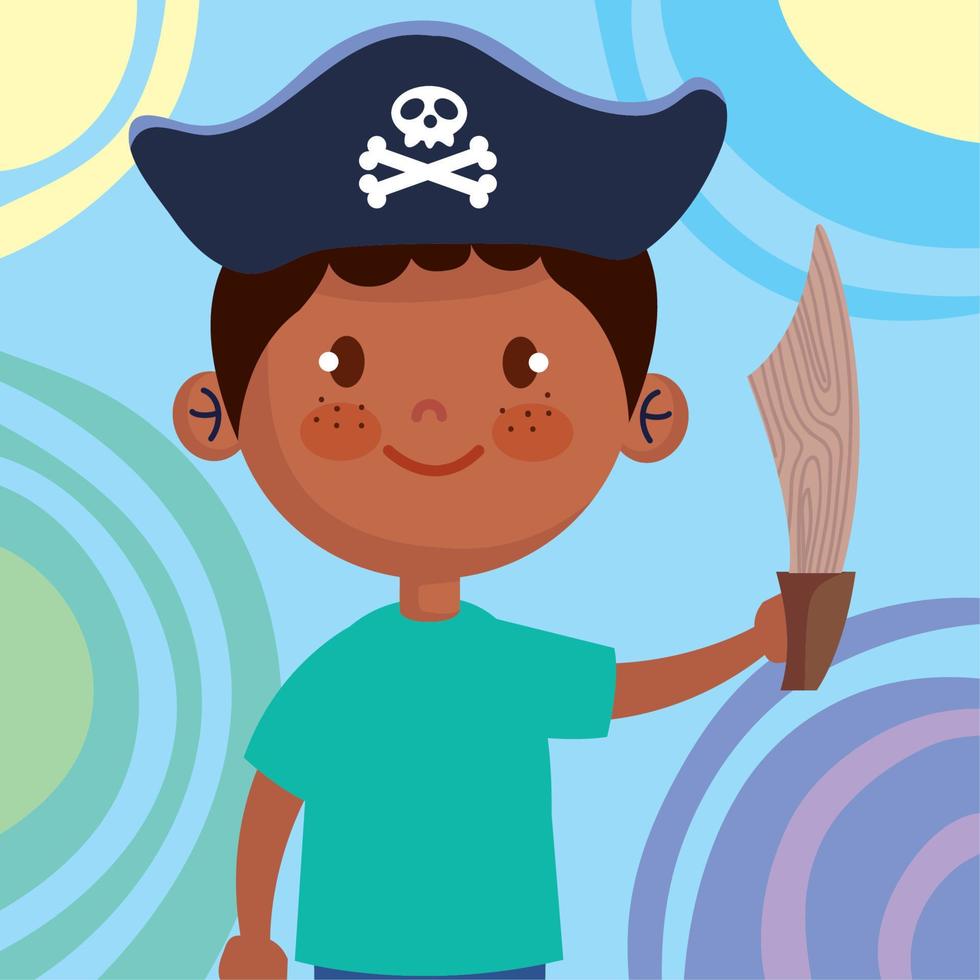 little pirate boy playing vector