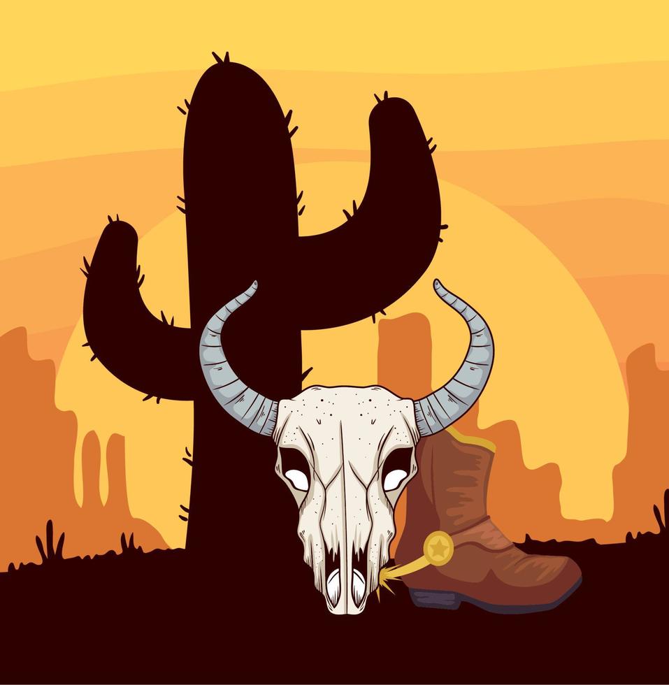 cow skull in desert vector