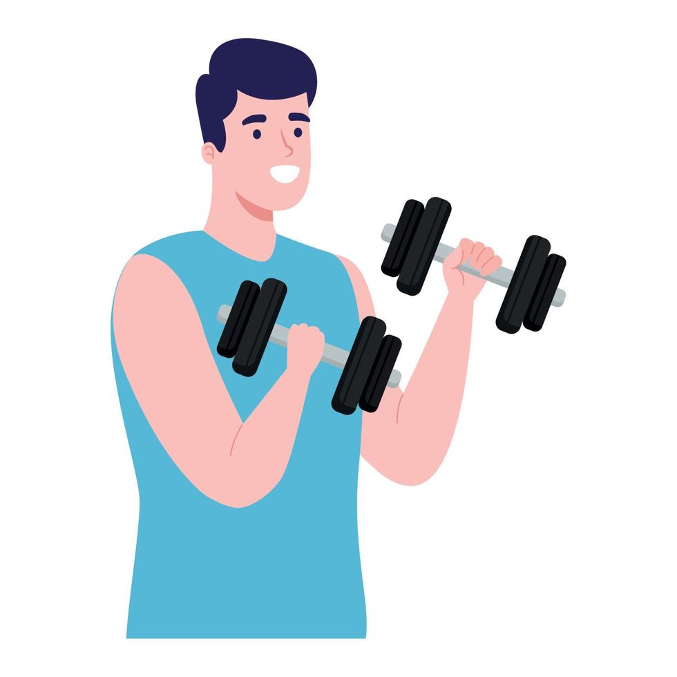 man lifting dummbells vector