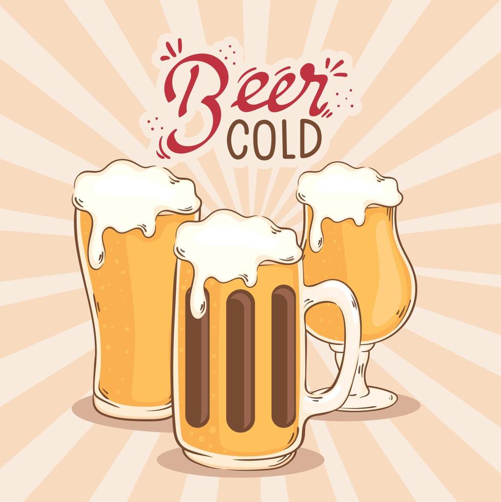 beer cold lettering poster vector
