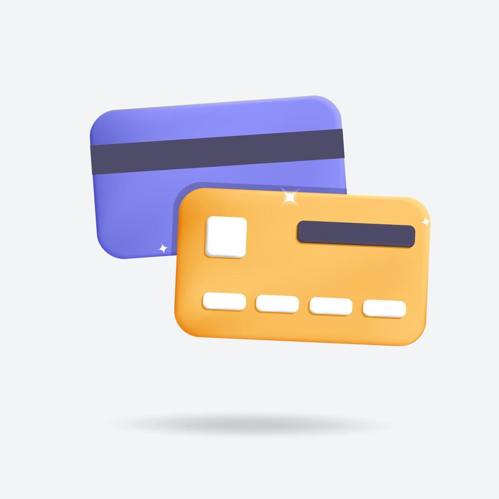 tarjetas de crédito vectoriales 3d para compras en línea y diseño de iconos de pago vector