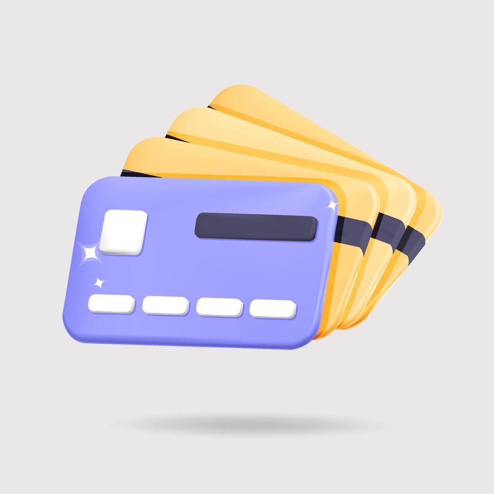 3d vector set of credit cards for online shopping and paying icon design