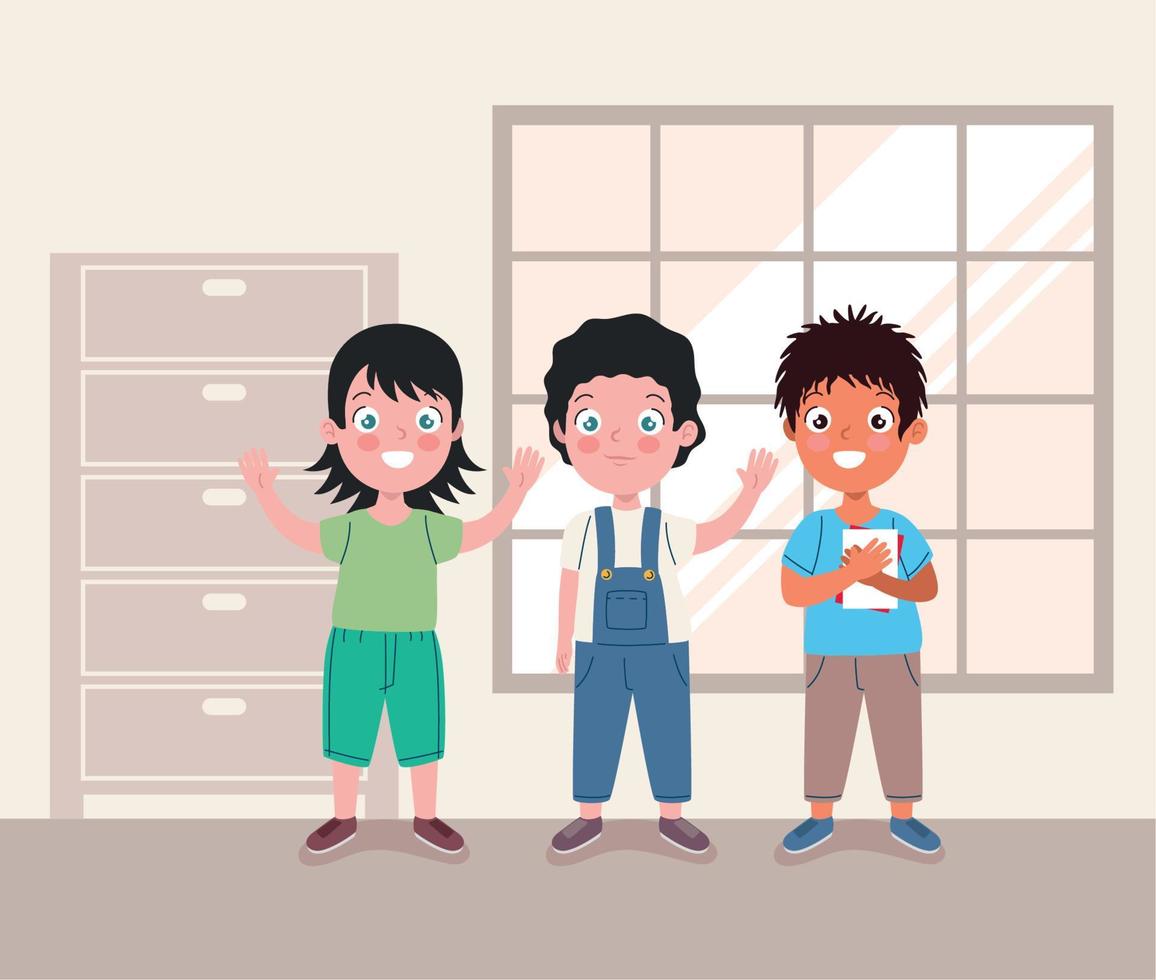 group of students kids vector