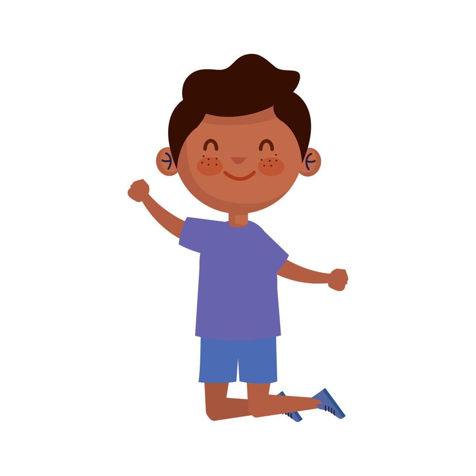 little afro boy kneeling vector