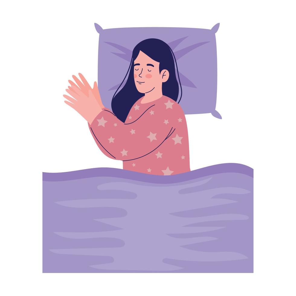 girl sleeping with pillow vector