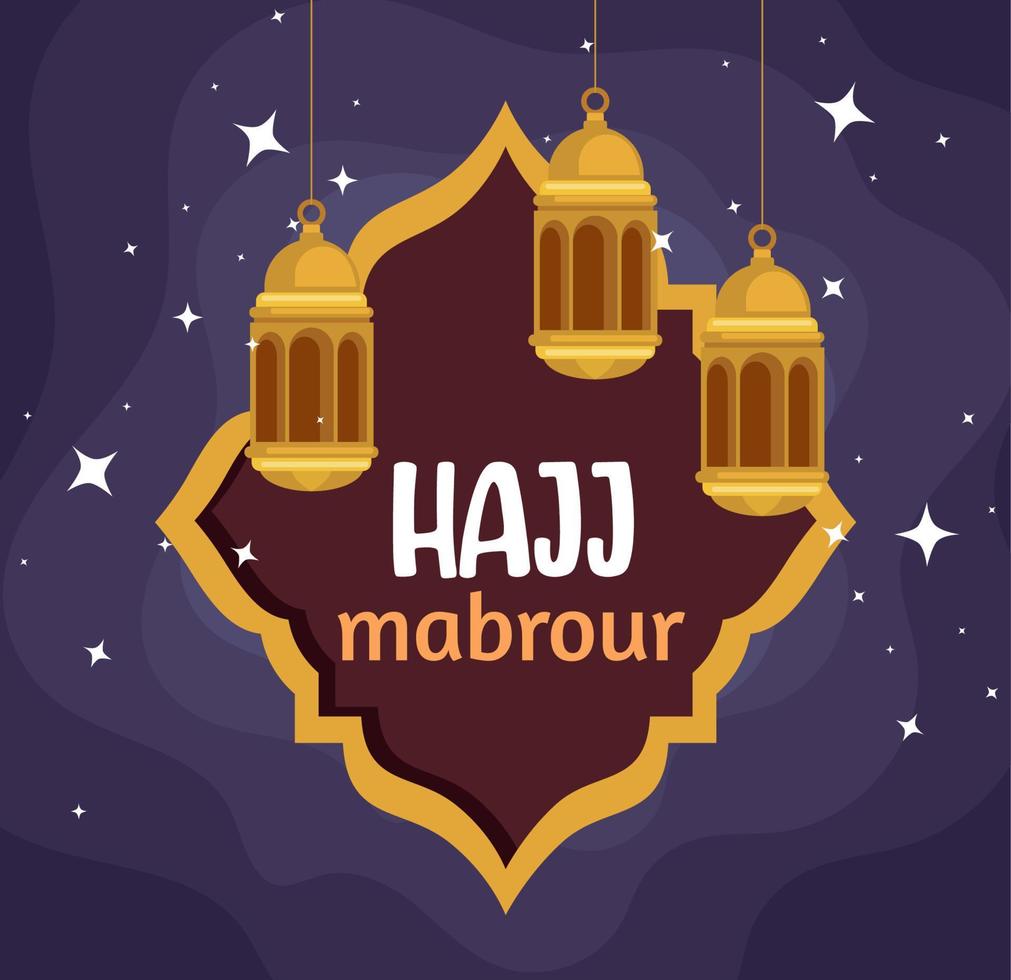 hajj mabrour lettering frame vector