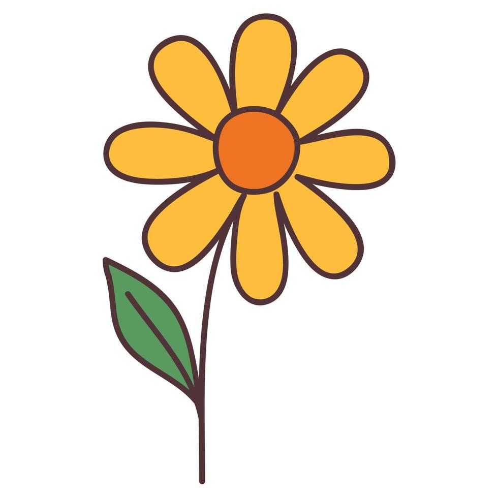 yellow flower with leaf vector