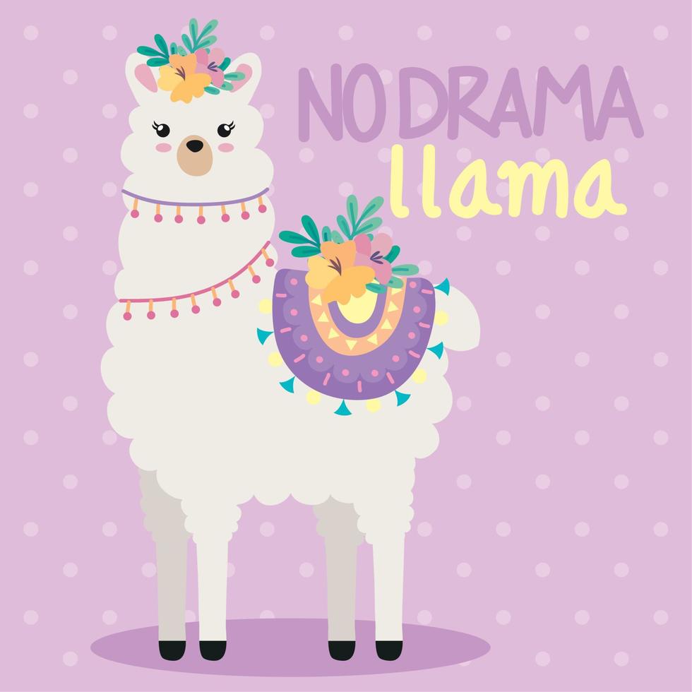 llama no drama lettering vector