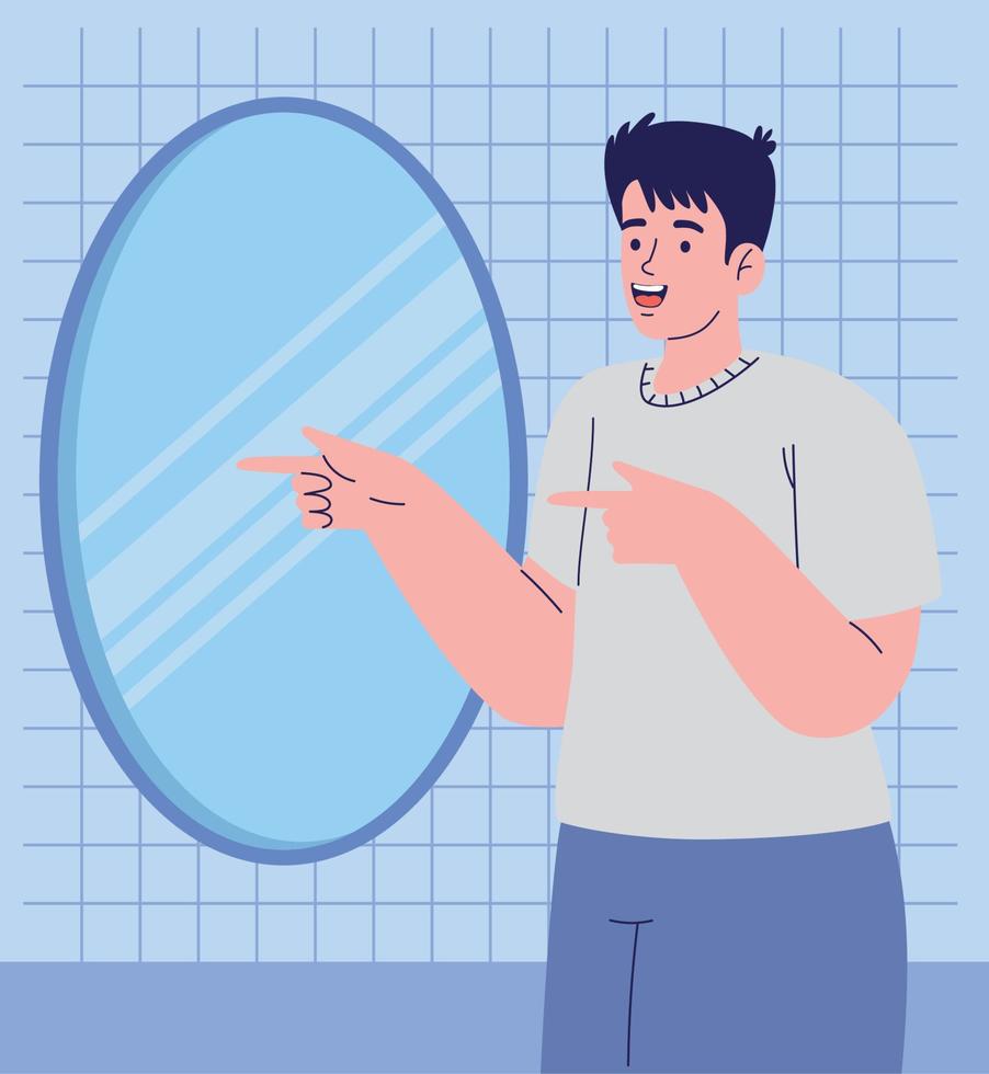 man with mirror vector