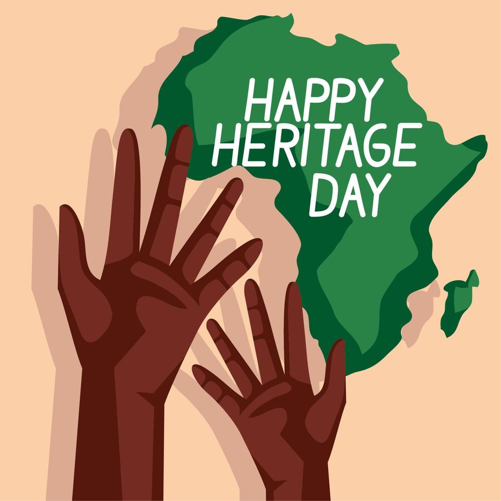 happy heritage day lettering in continent vector