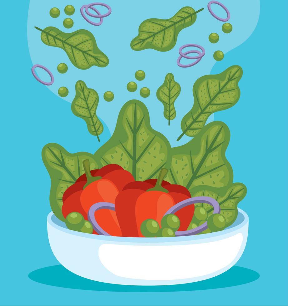 dish with salad healthy vector