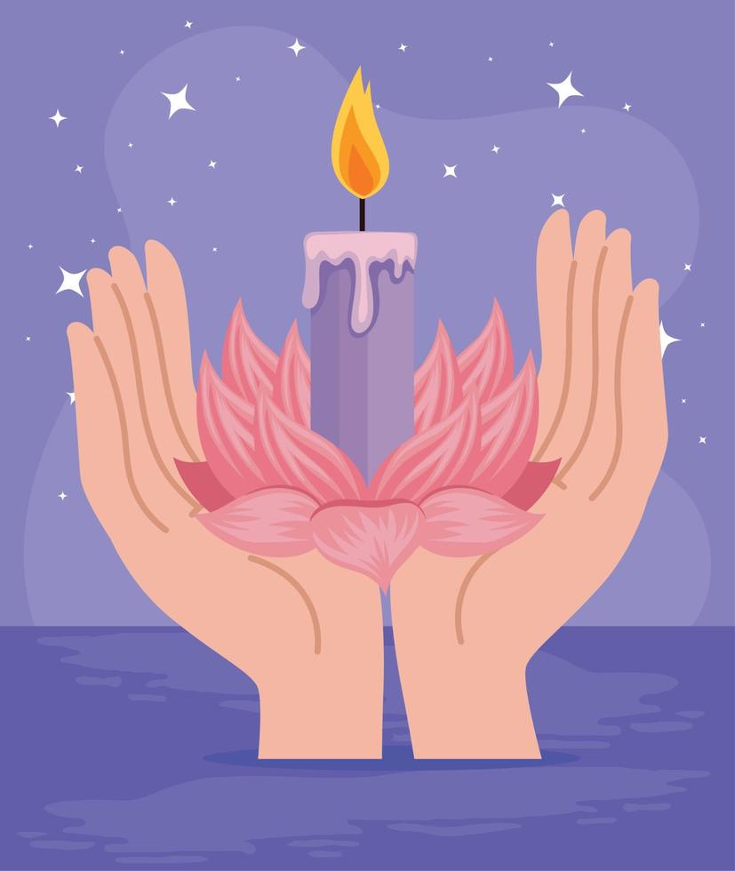 hands lifting lotus flower vector