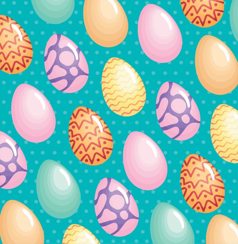 happy easter eggs pattern vector