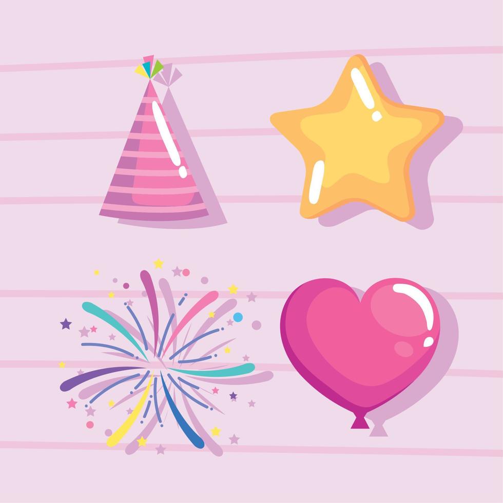 four party celebration icons vector