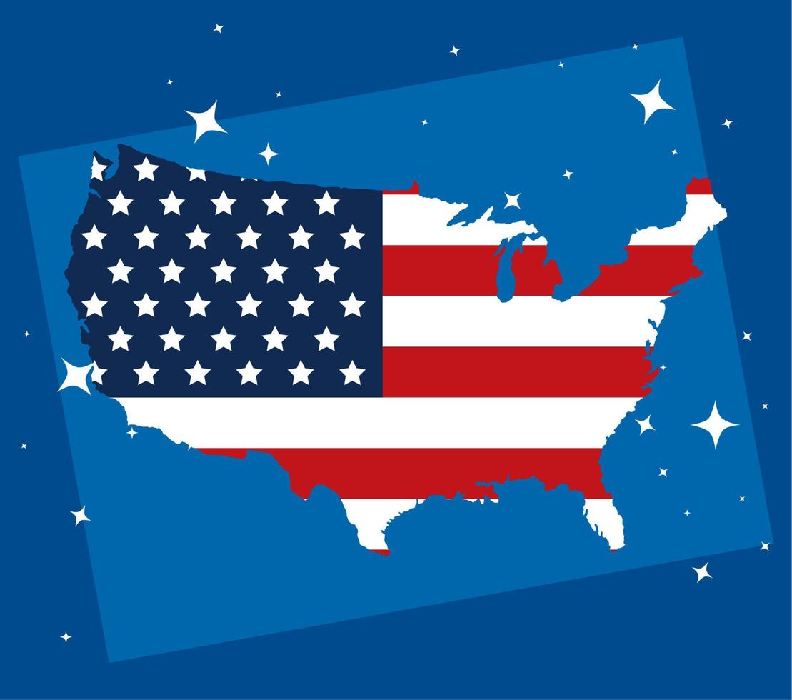 usa flag in map with stars vector