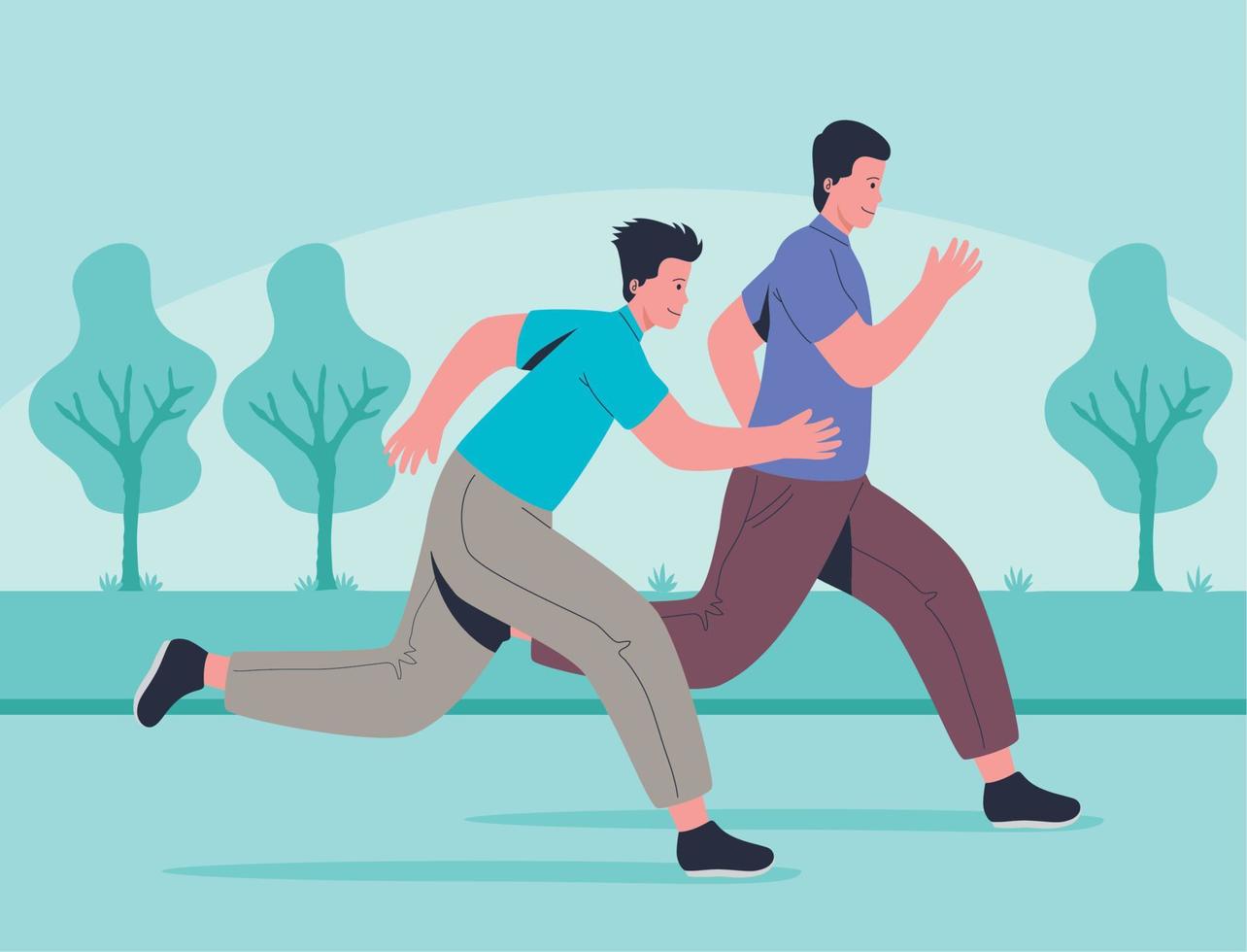 male workers running vector