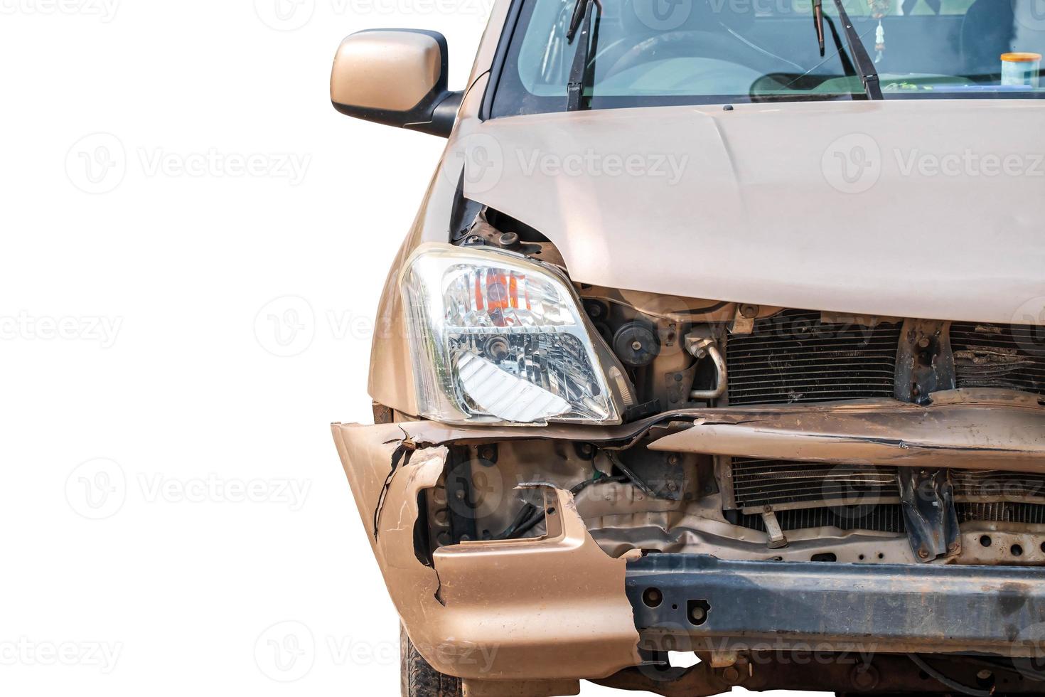 Old rusty wrecked  car, isolated on white background. Car isolated in detail. Broken car with Clipping path photo