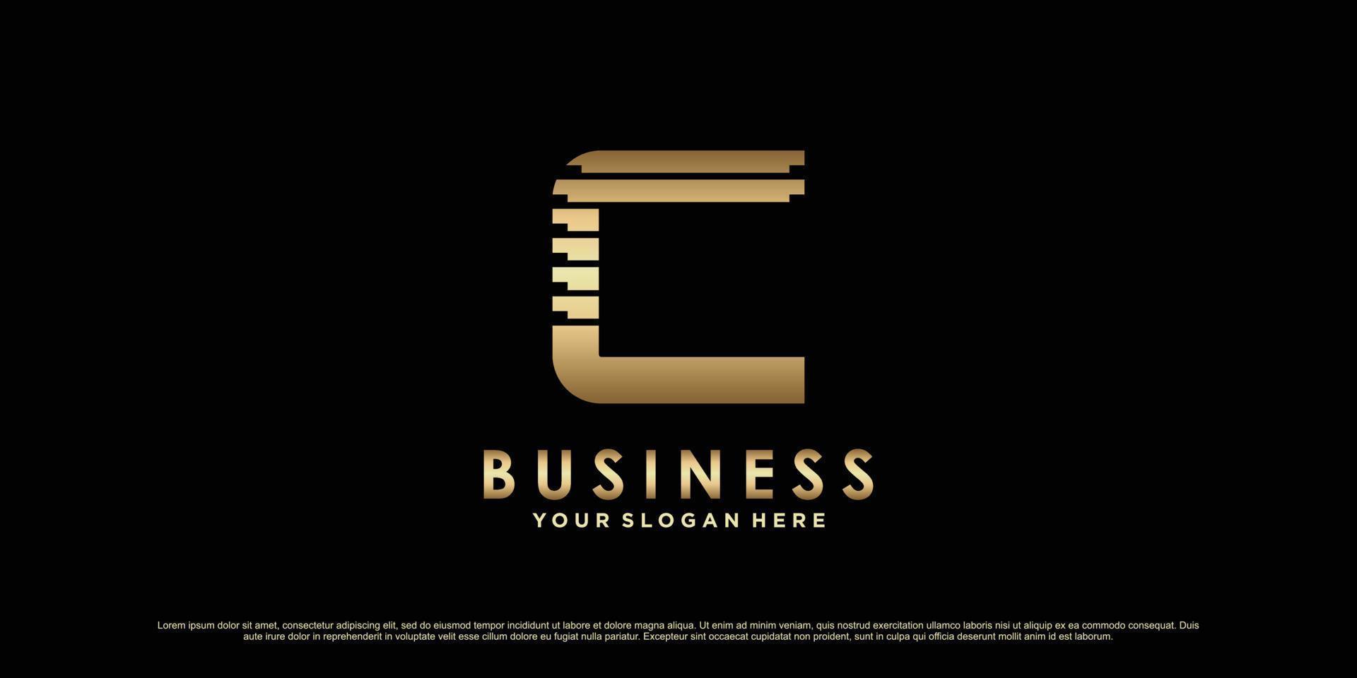 Monogram logo design initial letter c for business or personal with creative concept Premium Vector