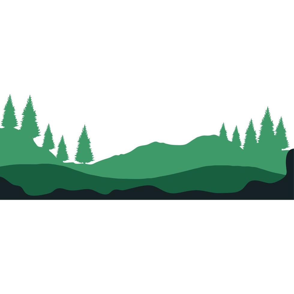 green mountains and pines vector