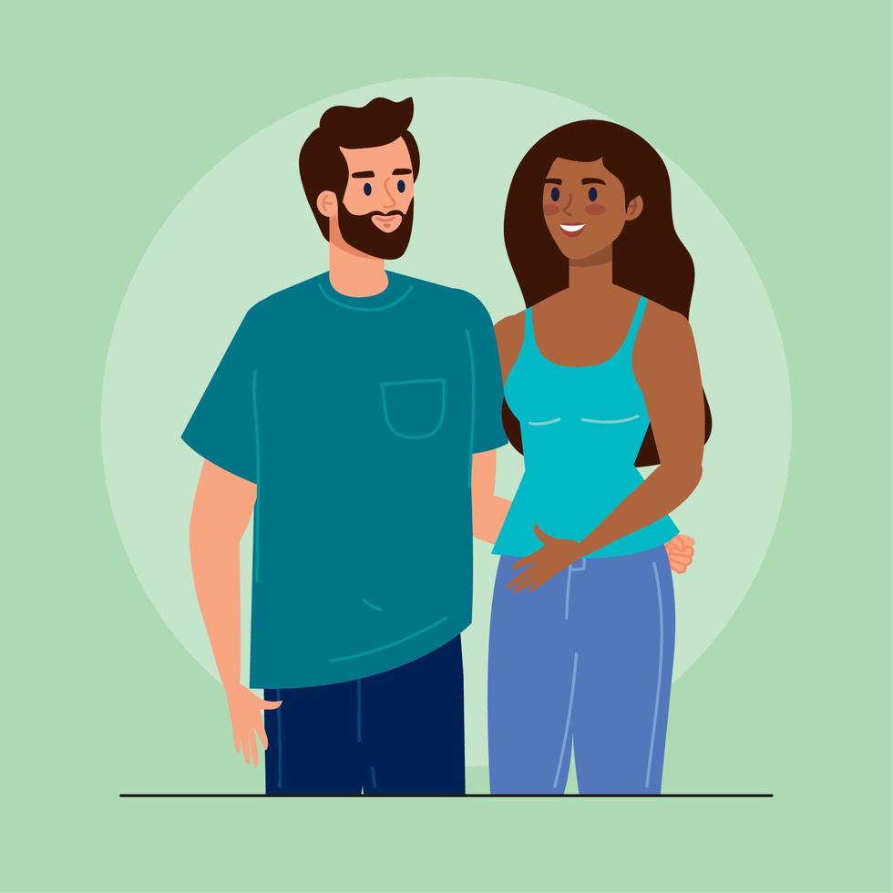 pareja de amantes interraciales vector