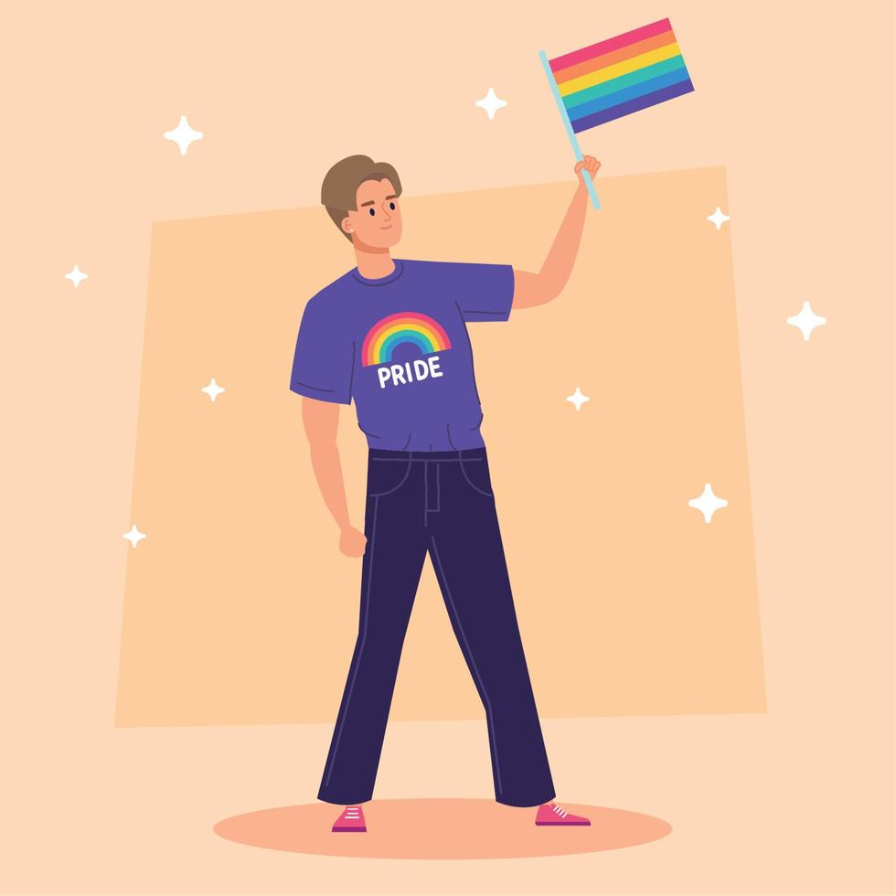 boy with lgtbi flag vector