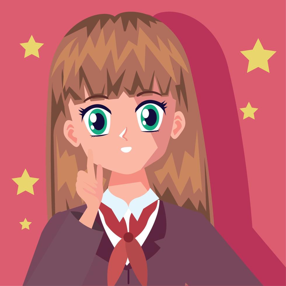 anime girl with stars vector