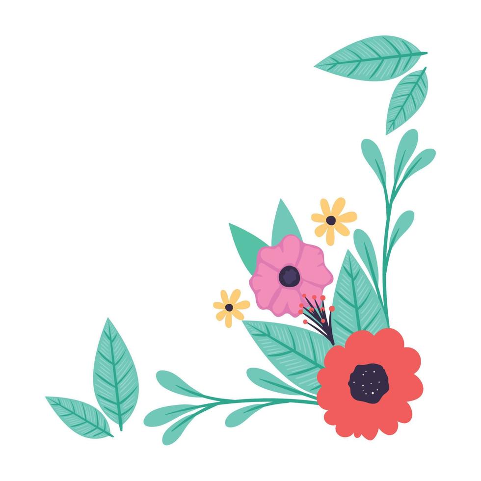 flowers and leafs frame vector