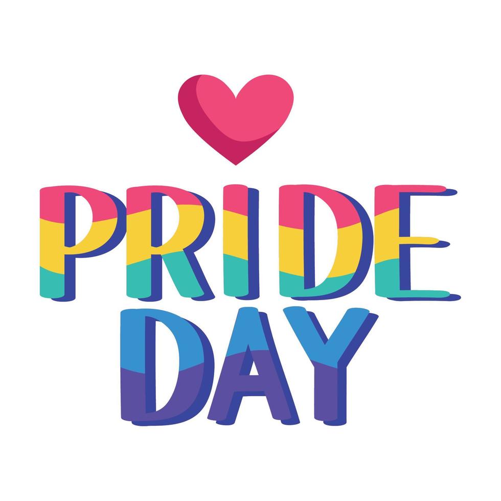 pride day lettering with heart vector