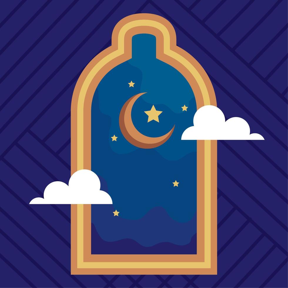 arabic frame with clouds vector