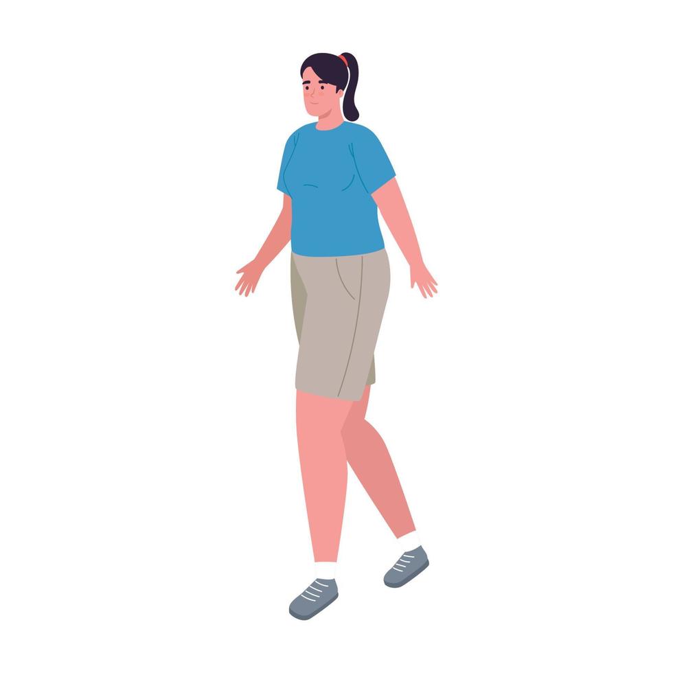 mujer joven caminando vector