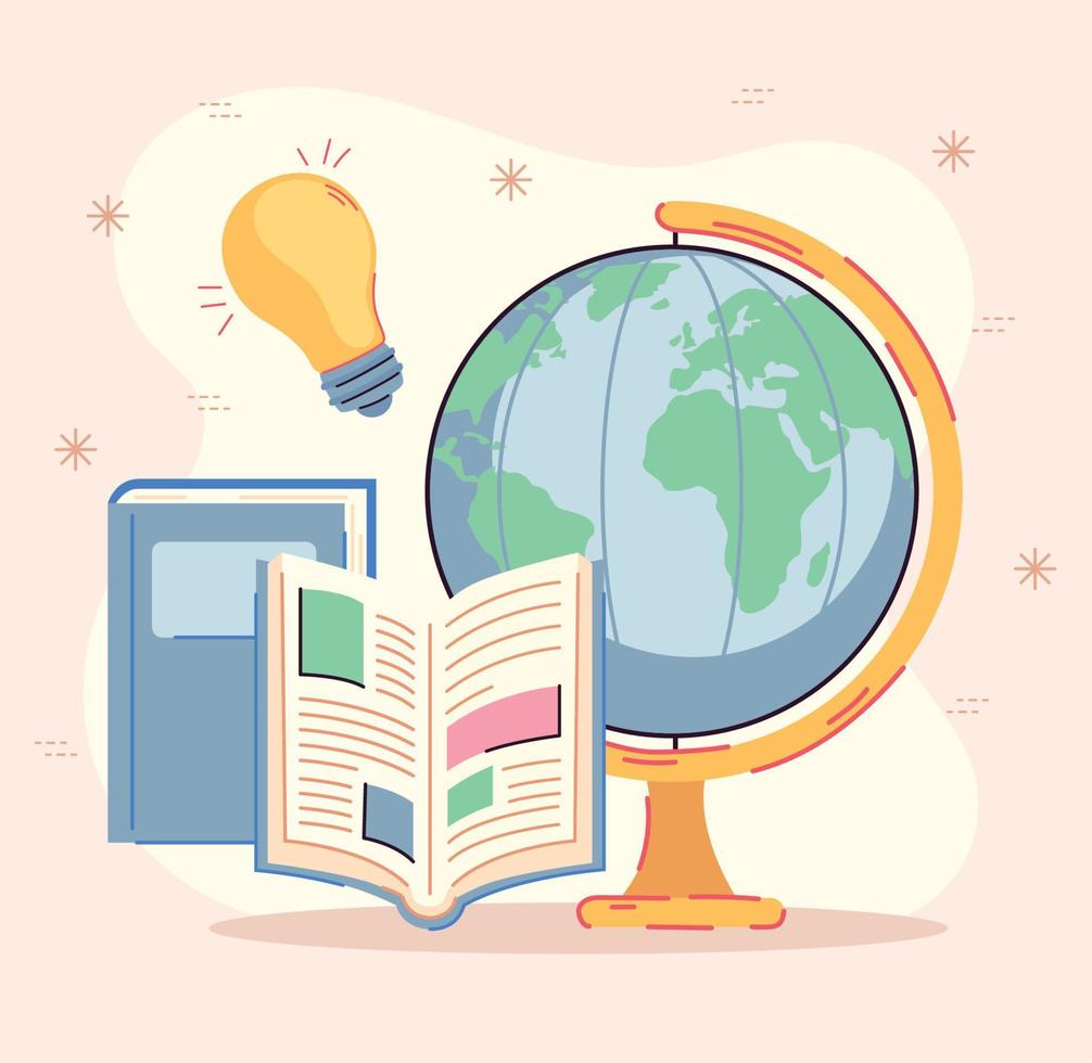 earth planet and books vector