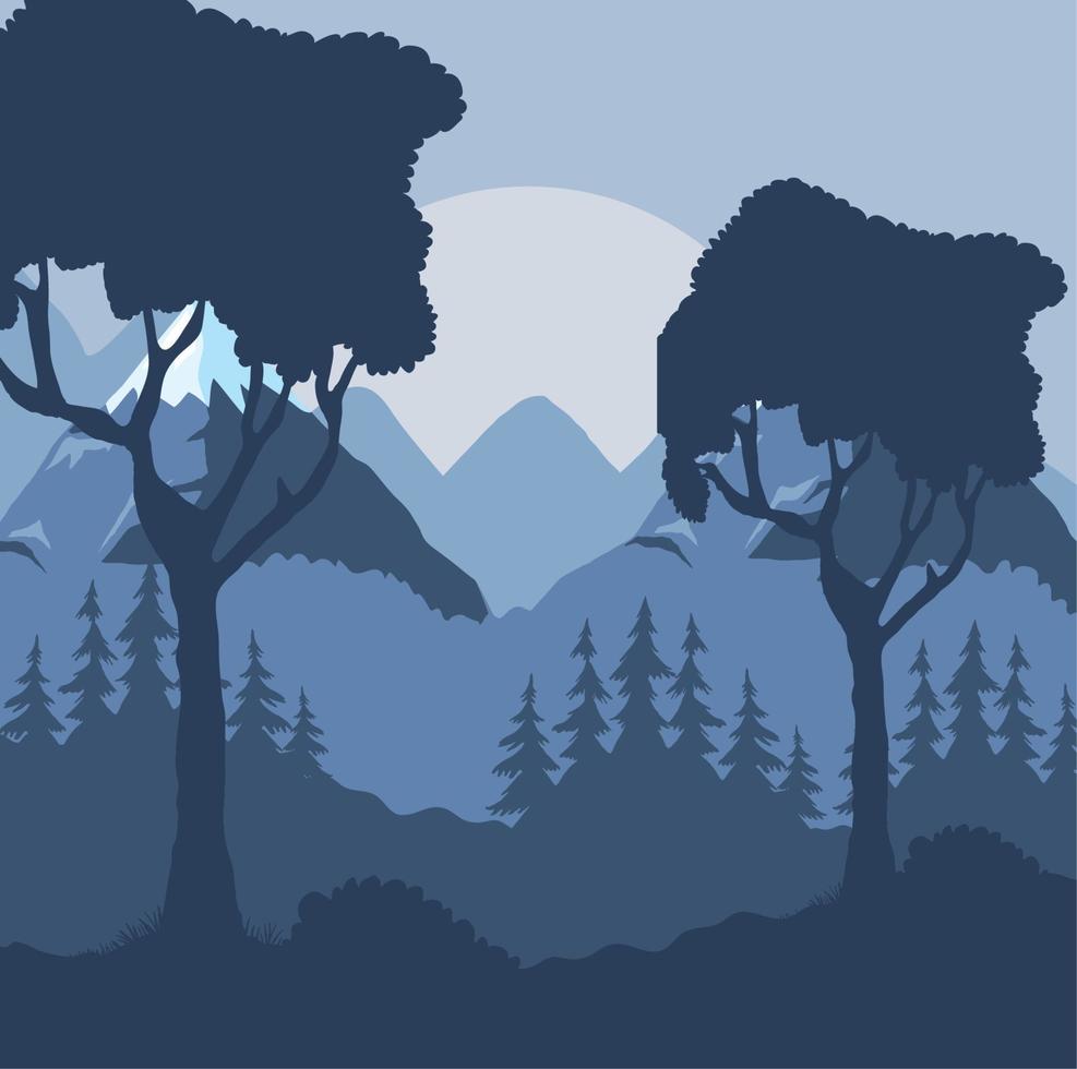 blue forest landscape vector