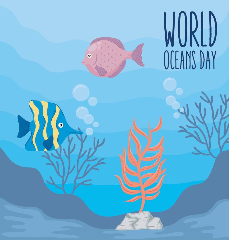 world oceans day lettering vector