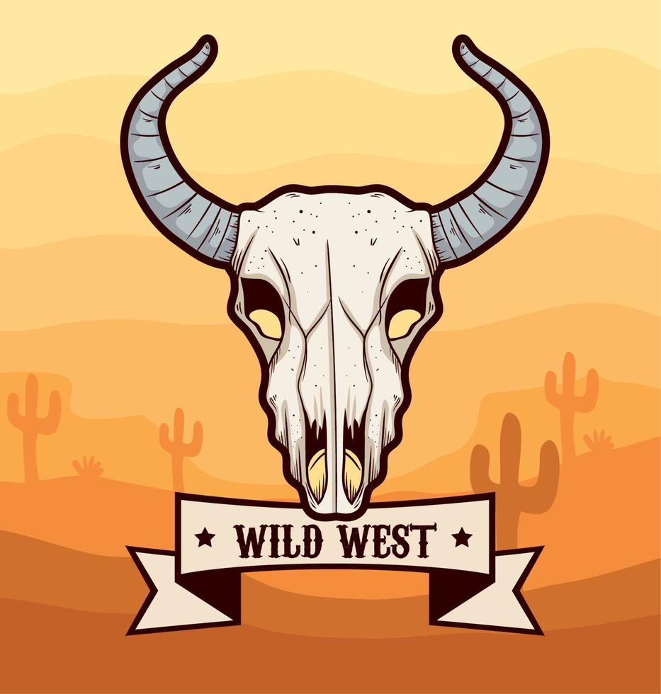 skull cow wild west vector