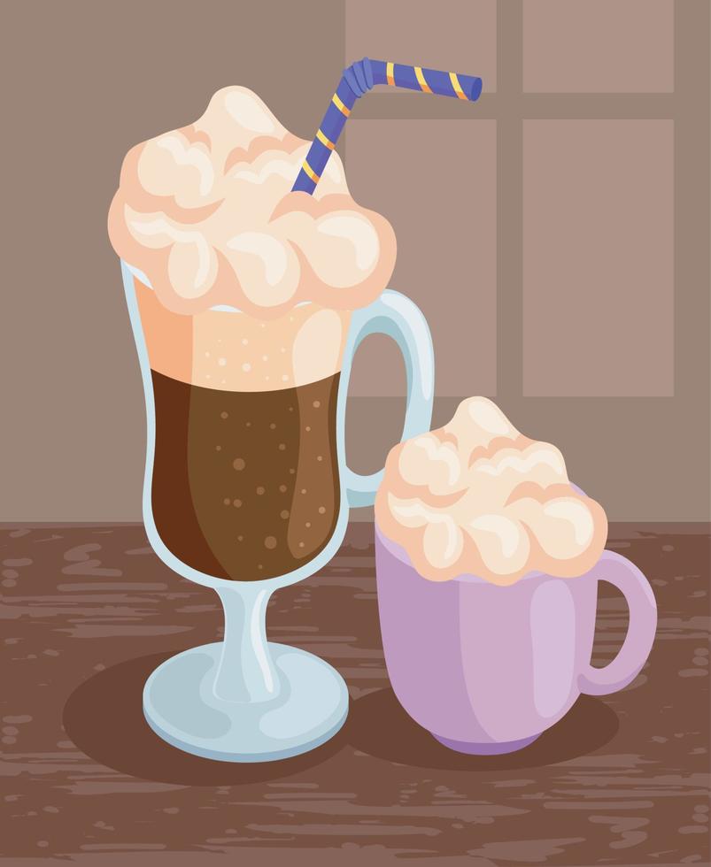 ice coffee and foam vector