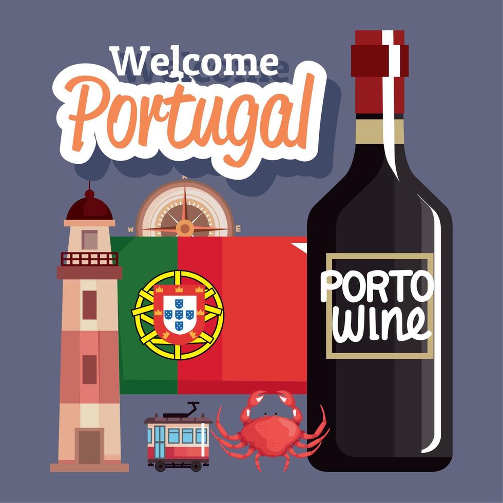 postal de bienvenida portugal vector