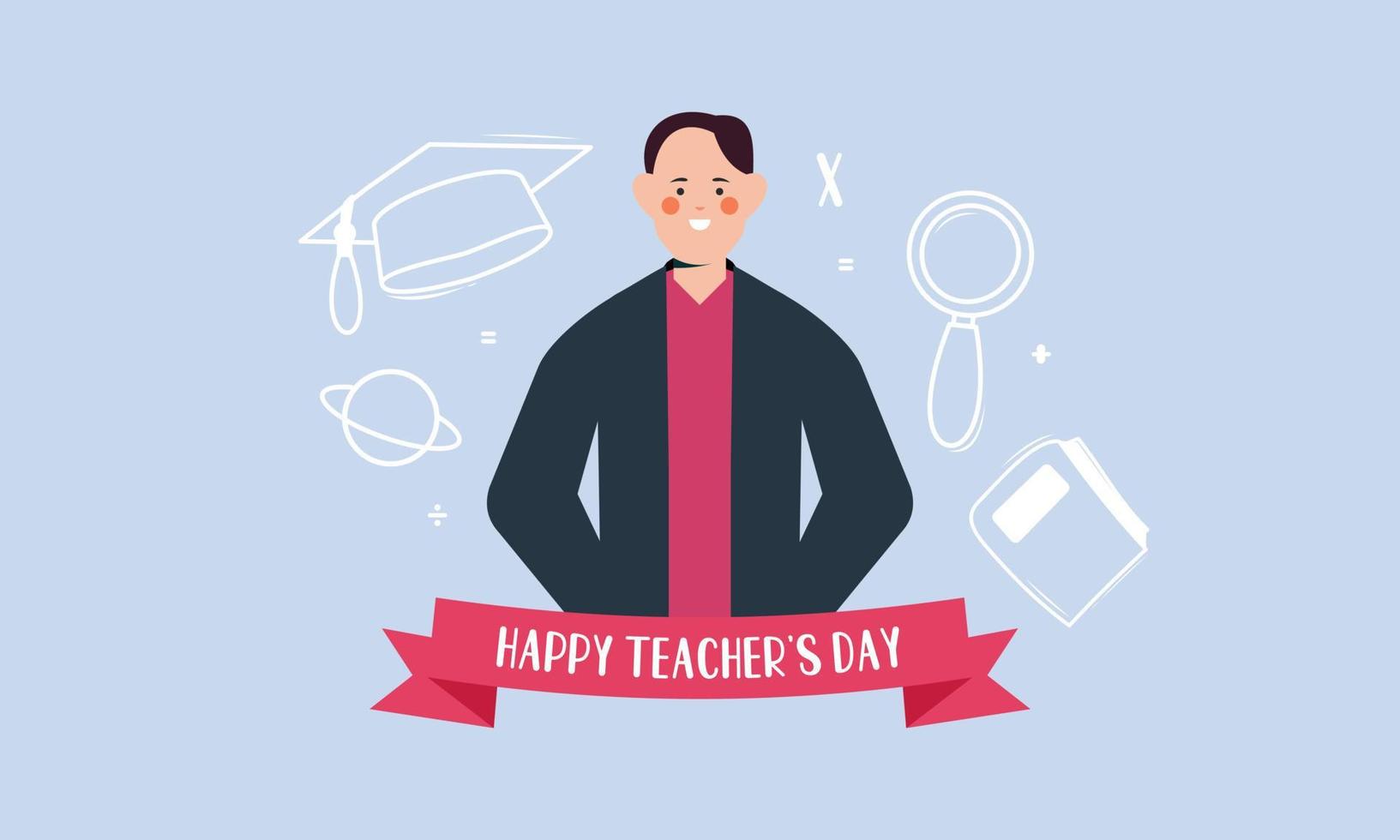 Happy teacher's day poster background concept vector illustration