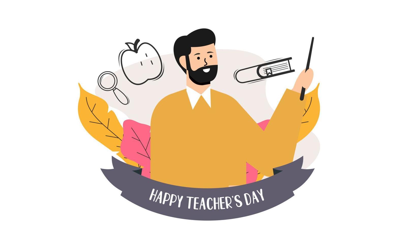 Happy teacher's day poster background concept vector illustration