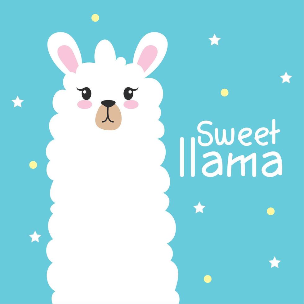 sweet llama lettering vector