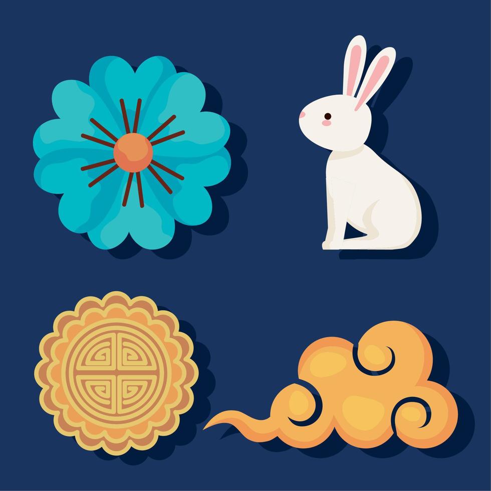 four mid autumn icons vector