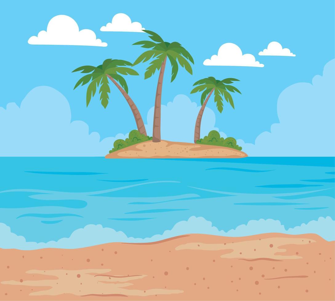 island in beach scene vector