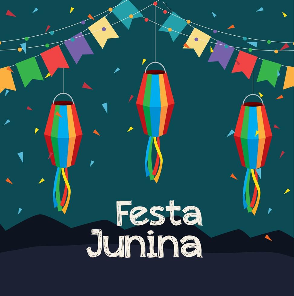 festa junina lettering card vector