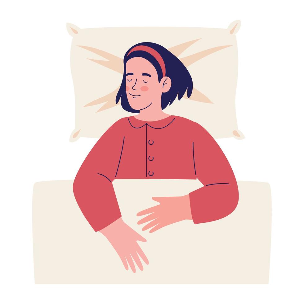 mujer durmiendo con pijama rojo vector