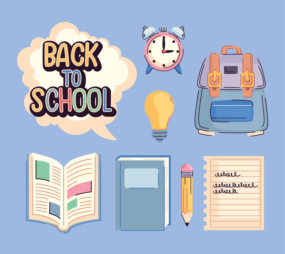 eigh back to school icons vector