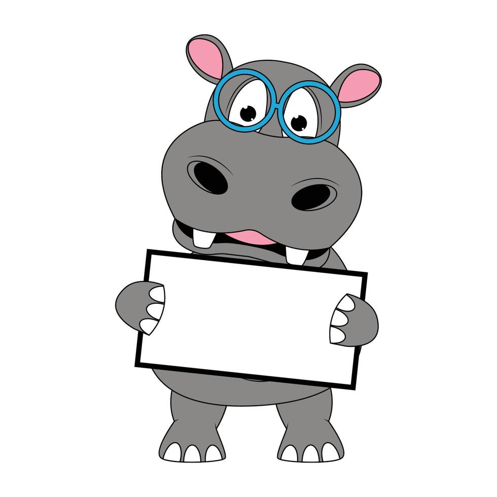 cute hippo animal cartoon illustration vector