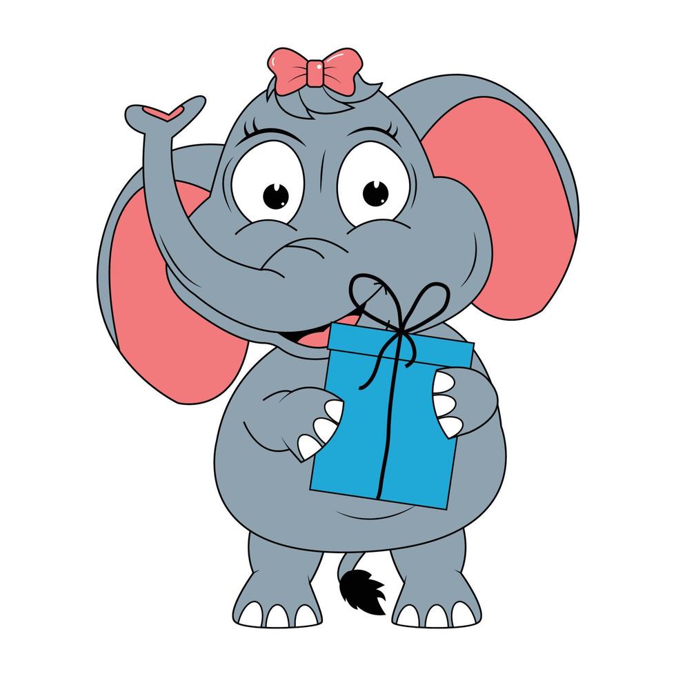 Cute elephant animal cartoon illustration vector