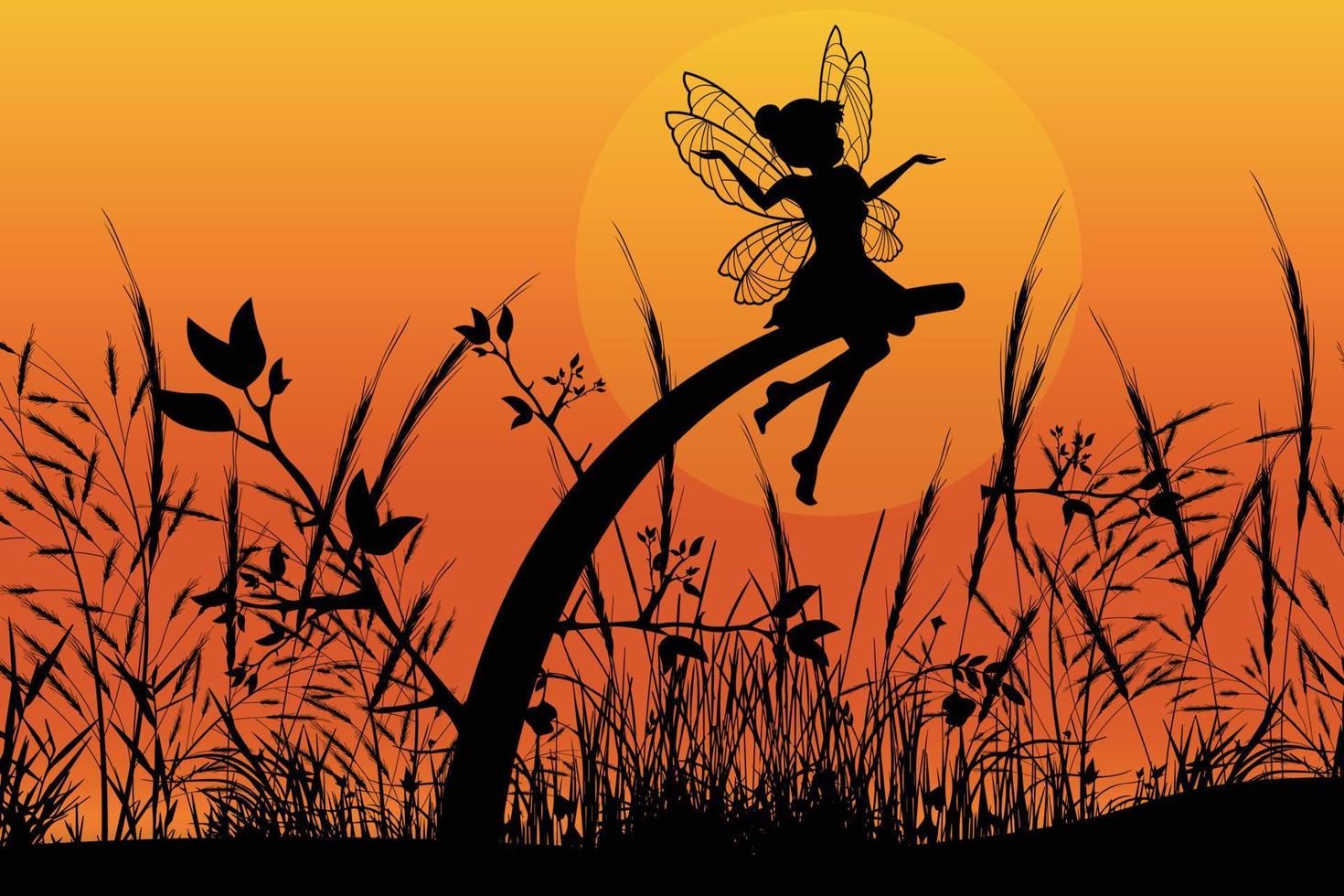 cute fairy silhouette illustration graphic vector
