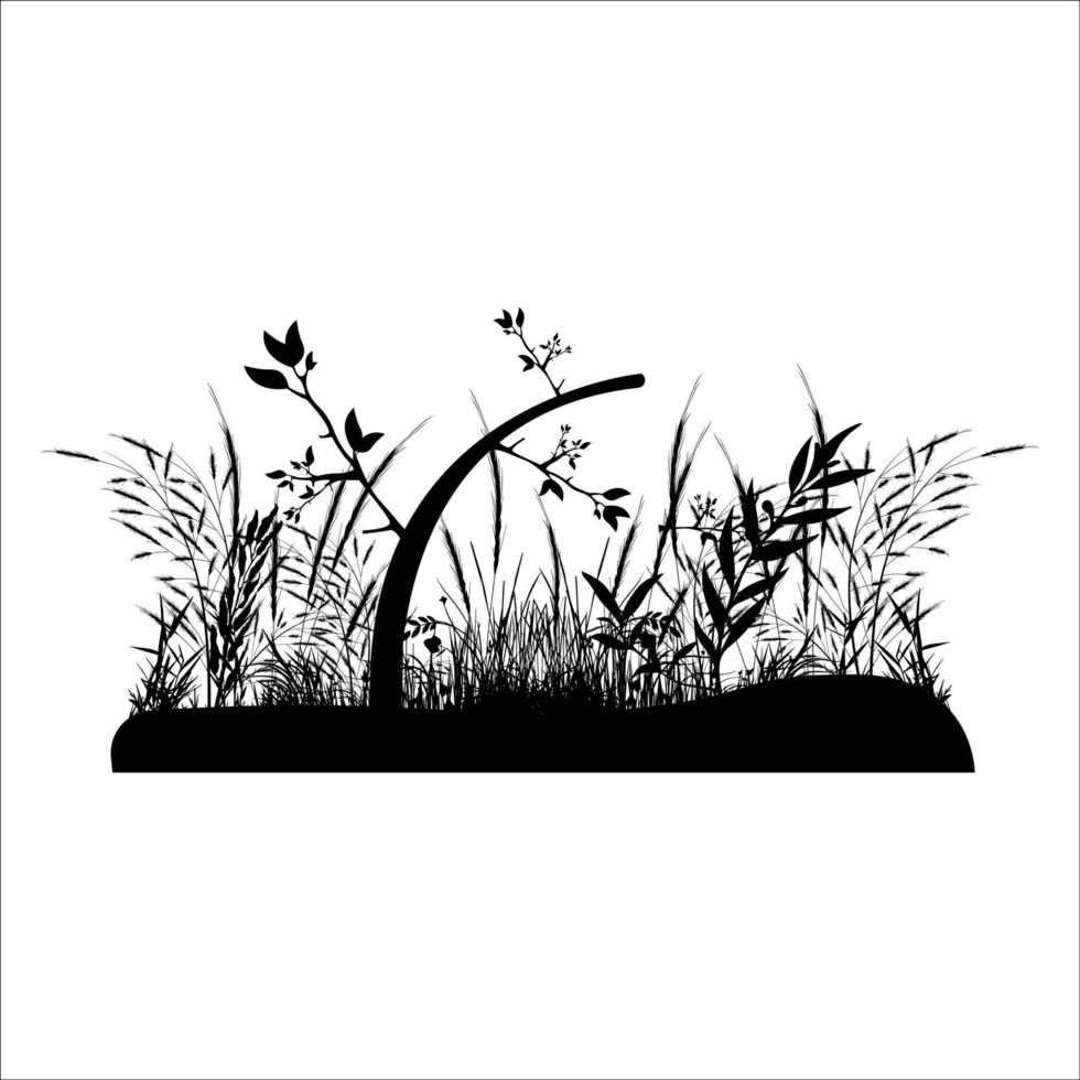 cute grass silhouette illustration vector