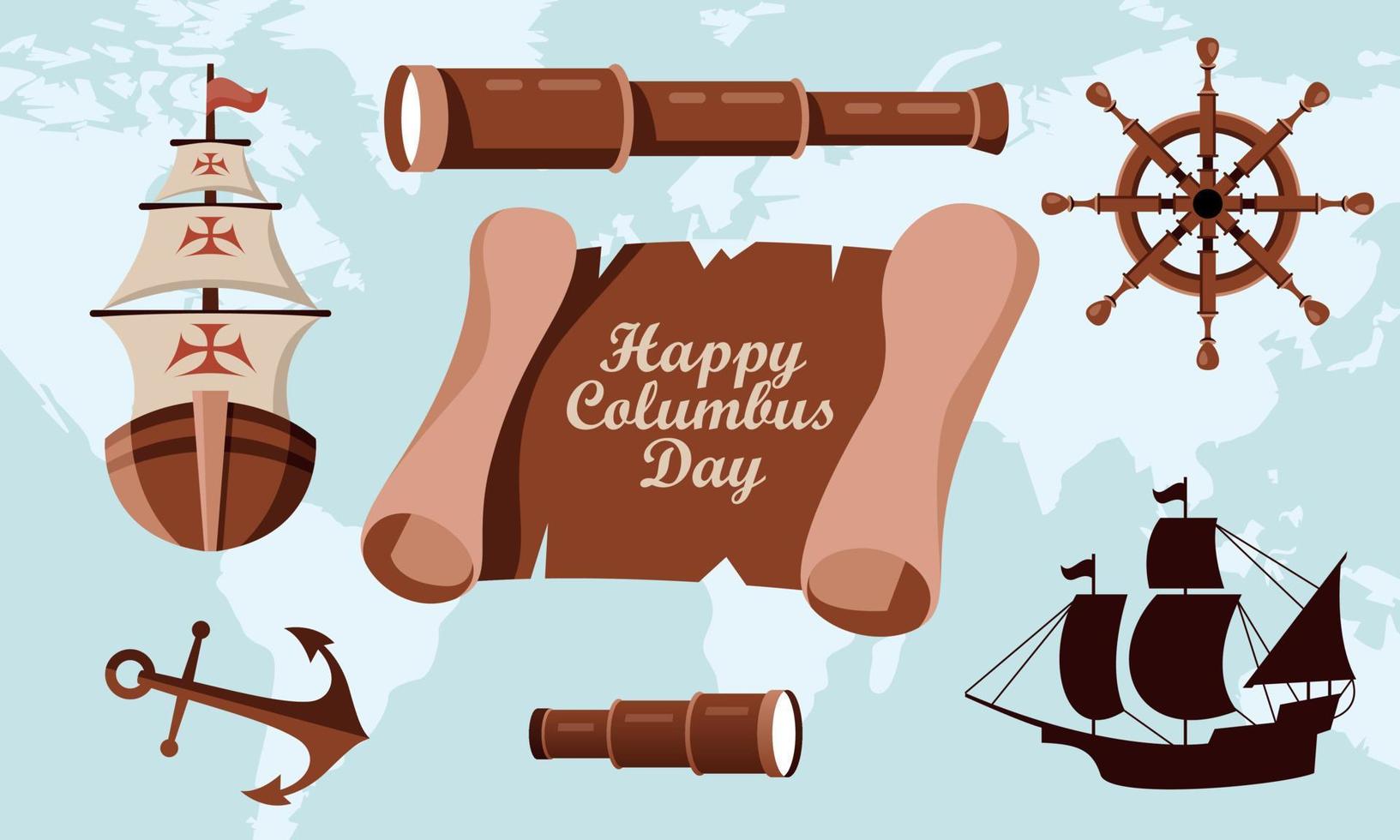 Hand drawn flat columbus day background vector