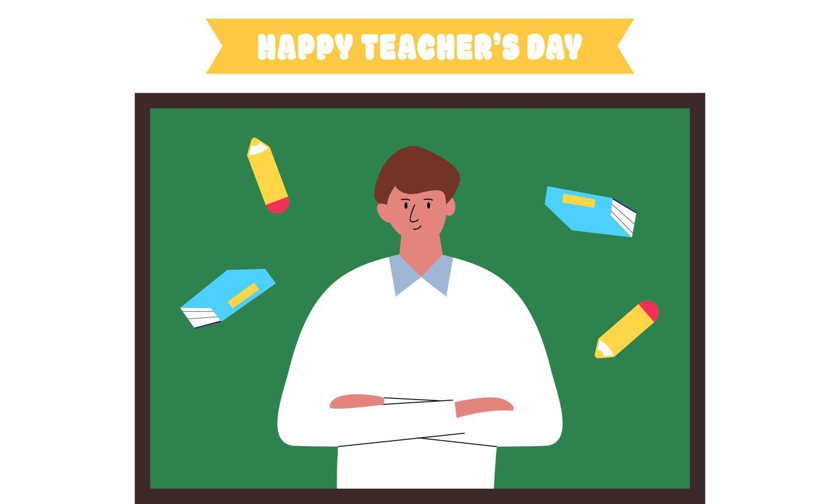 Happy teacher's day poster background concept vector illustration